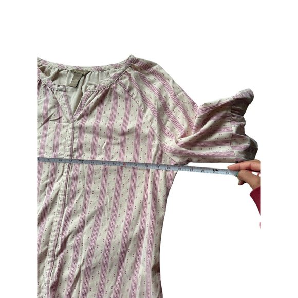 Bit & Bridle‎ Shirt Tan Pink Peasant Farmhouse Boho Woman's Medium Flare Sleeve - Picture 7 of 7